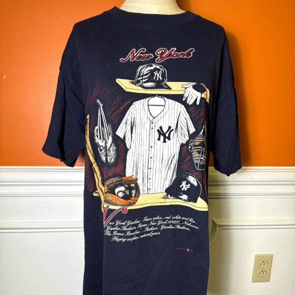 Vintage New York Yankees 1991 Single Stitch Baseball T Shirt XL NUTMEG - Picture 1 of 7